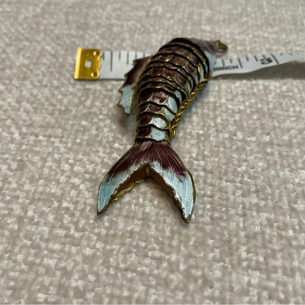 Vintage Enamel Fish Charm Keychain
